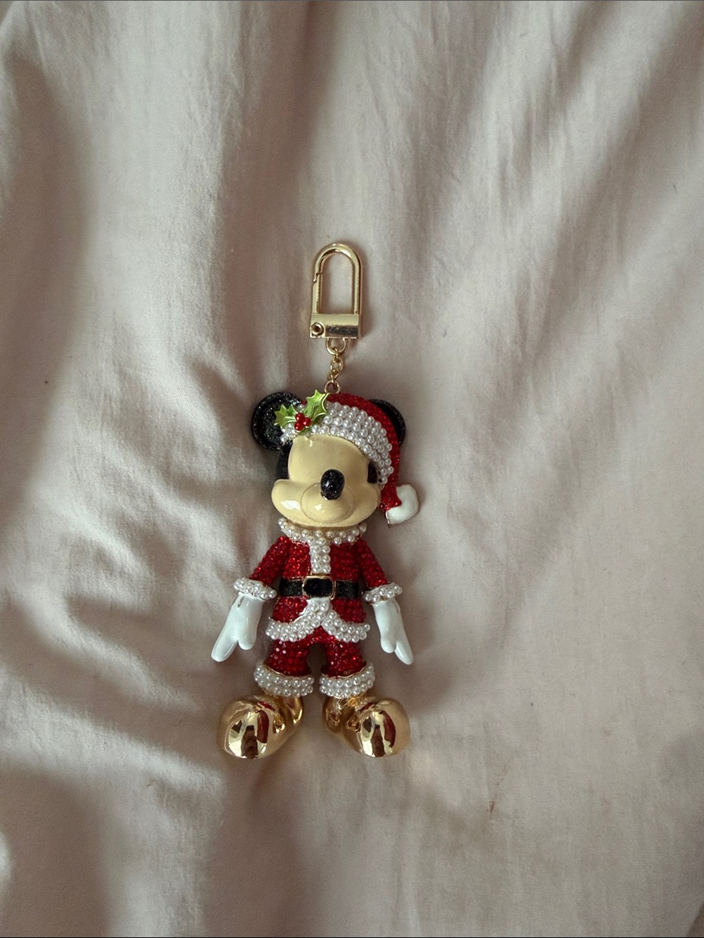 Holiday Mickey Mouse Crystal Keychain - Red, White, Gold baublebar